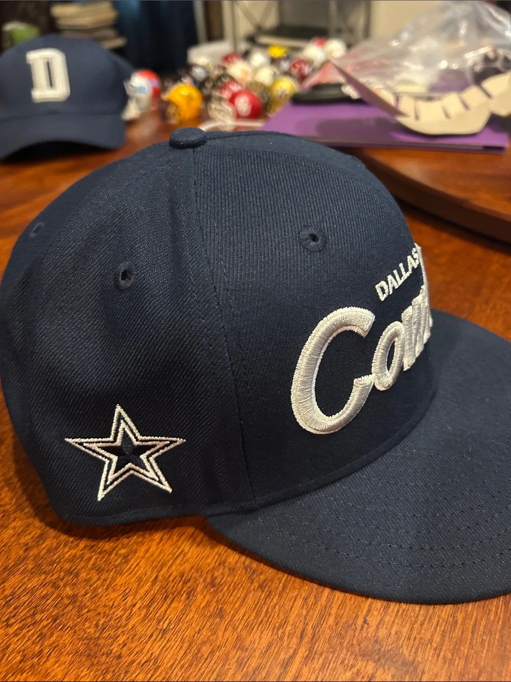 Dallas CowboysNew Era 9Fifty Navy Script Snapback Hat O/S Brand New Without Tags